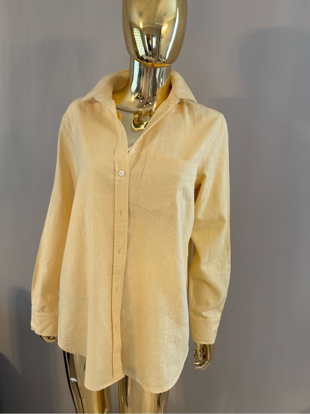 GAP 100% Linen Button Front Shirt Women’s Size S Fits M NWT Light Yellow